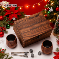 Ensemble de 2 verres à bourbon en bois, fabriqués à la main, avec pierres et pince, dans un coffret cadeau pour hommes
