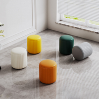 HANYEE 2026 Tabouret Rond Moderne de Luxe en Métal et Cuir Rembourré avec Bordure Dorée – Vente en Gros