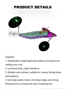 Guosong 3714 Crevettes Squid Jig 3.0 #30g Tête de plomb <span class=keywords><strong>Crochet</strong></span> en bois pour poulpe Leurre EGI Squid Jig poulpe leurre de pêche Eau salée - Product Image 4
