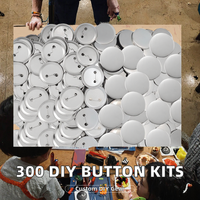 300 Set Perlengkapan Pembuat Tombol 32mm/1.25 Lengkap DIY Tombol Kustom Badge Penutup Resin Bagian Belakang Film Transparan Pembuat Pin Badge