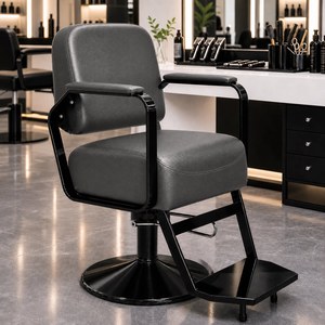 Black Hydraulic <b>Barber</b> <b>Chair</b> Swivel Salon Styling <b>Chair</b> Reclining Hair Cutting Seat with Footrest - Product Image 5