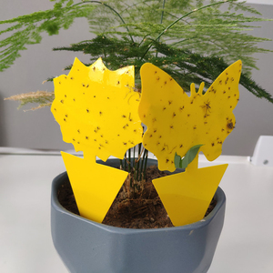 Trampa Adhesiva para Insectos de Material PC Sólido e Impermeable, para Plantas de Interior, Adhesivo en Forma de Mariposa Amarillo/Azul/Negro de Doble Cara para Jardinería - Product Image 5