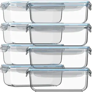 Lock Lid Tempered Glass Food Container For Microwave Oven Bowl Set Glass Kitchenware