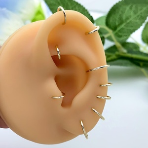 Lotus Großhandel Klassische 9K 14K 18K Massiv Echtgold Clicker Creolen Nasenring <span class=keywords><strong>Gold</strong></span> Piercing Edler Körperschmuck für Damen Herren - Product Image 4