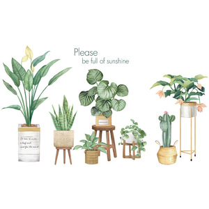 Adesivo Murale con Piante Verdi Rimovibile, Sticker in Vinile Botanico ad Acquerello con Citazioni Ispiratrici <span class=keywords><strong>per</strong></span> Soggiorno e Camera da Letto - Product Image 4