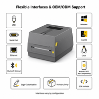 Harga Pabrik Printer Label Barcode Thermal Transfer Langsung 4 Inch Desktop 203dpi USB Ribbon Pengiriman Tahan Lama