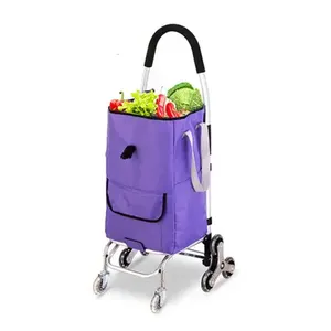 Tekerlekler Logo tarzı kumaş rengi ile katlanabilir arabası bakkal alışveriş çantası katlanabilir alışveriş sepeti