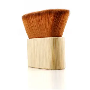 Escova de cabeleireiro macia, escova de bambu com cabo, ferramenta larga para barbeiro e pescoço