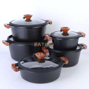 Origineel Ontwerp 15-delige Braadpan Van Rubberhout Handvat Steelpan Koekenpan Met Anti-Aanbaklaag Inductie-Kookplaat Granieten Kookgerei Set - Product Image 5