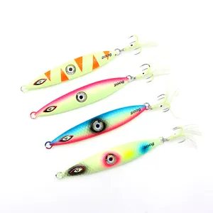 Luminoso a righe Bass Rail Lure con luci LED Fish-eye Lights Lead Fish Deep Sea Boat Fishing Tackle Road Runner Lure