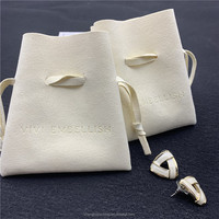 De luxe Beige Sacs à Bijoux En Daim Cordon Sac de Velours Microfibre Bijoux Emballage Cadeau de Poche