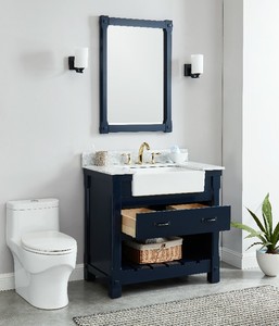 Meuble-lavabo de salle de bain Senyu Farmhouse bleu marine de haute qualité, style américain - Product Image 5
