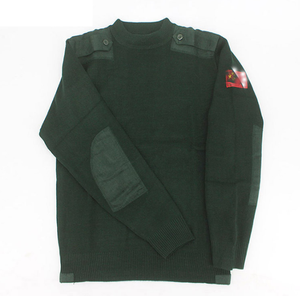 DFU107 Pulls tactiques d'hiver vert olive en laine acrylique pour sports de plein air avec patchs durables sur les épaules et les coudes, produit textile de maison - Product Image 2