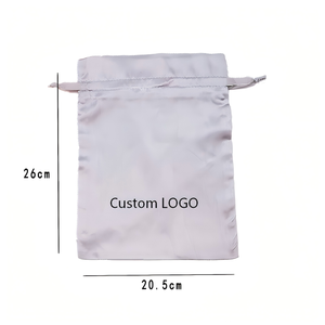 Pochette en satin réutilisable écologique anti-poussière avec cordon de serrage, logo personnalisé, en fausse soie, pour emballage de perruques, protège-poussière et masques pour les yeux – Vente en gros - Product Image 3