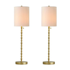 Lámpara de mesa tradicional de latón E26 con LED, pantalla blanca, cuida la vista, para sala de estar, dormitorio, escritorio - Product Image 5
