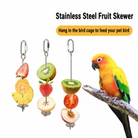 304 Roestvrij Staal Roestvrij Duurzaam Papegaai Fruit Spies Vogelkooi Feeder Speelgoed Met Klem Haak Voor Papegaaien Valkparkieten