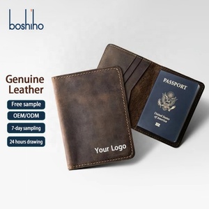 Custom Luxury Crazy Horse Leather Travel Passport Cover Slim Card Holder Wallet Genuine Leather Passport Holder - Product Image 1