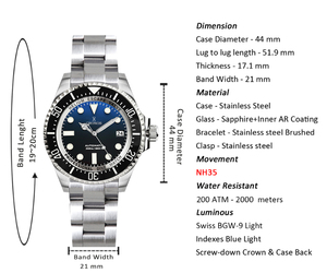 Reloj Automático para Hombre <span class=keywords><strong>CRONOS</strong></span> L6009, 44 mm, Reloj de Pulsera Mecánico, Zafiro, Sumergible 200 ATM, Luminoso BGW-9, Bisel de Cerámica PT5000 - Product Image 5