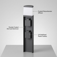Lampadaire de jardin LED en aluminium avec prise, indice de protection IP44, alimentation CA, pour installation résidentielle et professionnelle