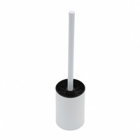 Porte-brosse WC moderne en acier inoxydable blanc, résistant à la rouille, avec support sur pied et tasse métallique à long manche pour cuisine, chambre et hôtel