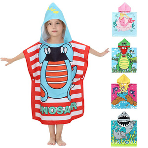 Toalla de baño de microfibra con estampado de dibujos animados para niños Toalla de playa de natación con capucha de verano al aire libre con diseño de capa - Product Image 5
