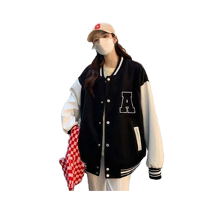 Chaqueta Bomber Reversible Personalizada para Mujer, Transpirable, Estilo Urbano, Abrigo Holgado de Poliéster con Botones para Otoño e Invierno, Estilo Estudiantil - Product Image 1