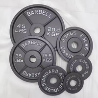 Disque de musculation standard en fonte massif noir mat, 45 LBS (20,4 KG), épaissi, pour salle de sport