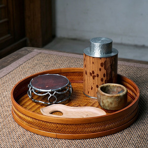Bamboo Woven <b>Tea</b> <b>Tray</b> Rectangular Dry Brewing Tabletop Storage Organizer Oriental Design Easy To Clean - Product Image 4