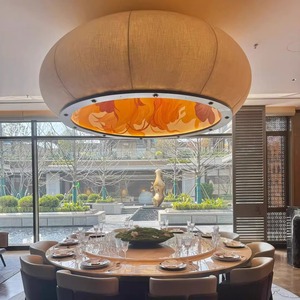 Lampe suspendue ronde E27 LED anti-éblouissement 220V avec interrupteur pour restaurant, hôtel, salle de banquet, éclairage décoratif - Product Image 1