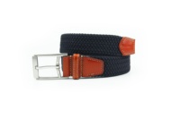 Ceinture noire fine tressée avec boucle ardillon à cadre argenté et design extensible