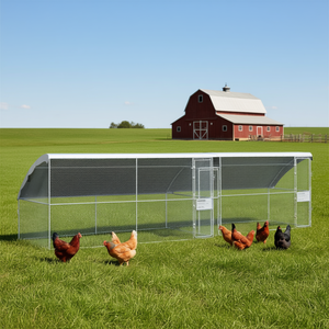 Jaula para pollos plateada de 157.48 x 78.74 x 78.15 pulgadas, recinto metálico para aves de corral - Product Image 2