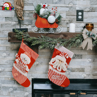 Zaves 19 pouces bas de Noël décorations murales père noël bonhomme de neige peluche poupée paire rouge blanc rayures pour la décoration d'article de vacances