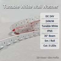 Bande LED flexible pour éclairage mural 24V IP65 Blanc réglable 24W/M 30 °   Poutre d'éclairage pour façade de bâtiment, hall d'hôtel, éclairage paysager