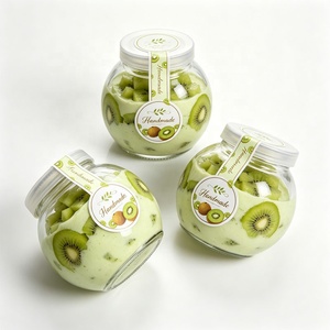 Nouveaux pots en verre en forme de boule pour yaourt glacé, 120 ml et 180 ml, avec couvercles en plastique hermétiques - Product Image 3