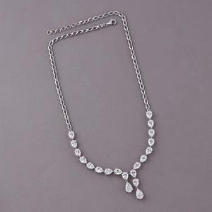 Collar de Diamantes de Corte Pera de Lujo, Cadena de Latón Chapada en Oro Blanco/Amarillo/Rosa de 18 Quilates, Elegante Colgante de Joyería - Product Image 5