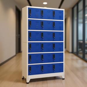 Armario Metálico Moderno Azul Gris de 6 Niveles con Cerraduras, Solución de Almacenamiento para Garaje u Oficina - Product Image 2