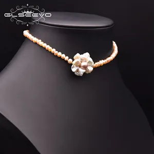 Hot Selling Natural Freshwater Baroque Pearl Necklace Women Gold Collar Chain Flower Choker Fashion Jewelry Wholesale