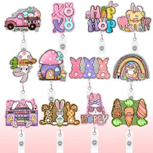 Porta credenciales retráctil con diseño de conejo de Pascua, clip giratorio para credenciales de identificación de oficina o estudiantiles, pequeño regalo para festivales - Product Image 6