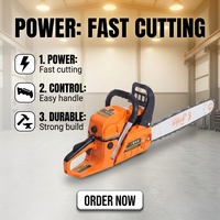 Tronçonneuse à essence portable de 20 pouces haute puissance pour l'abattage industriel des arbres, certifiée GS, avec guide-chaîne, pour usage domestique, OEM, bricolage, 58cc