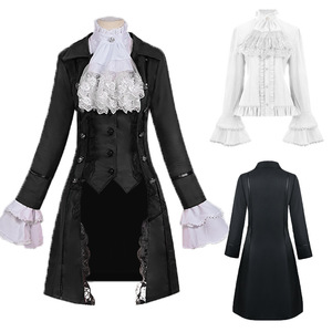 Manteau coupe-vent à manches longues pour femmes européennes et <span class=keywords><strong>américaines</strong></span>, style médiéval, avec patchwork en dentelle et trois boutons - Product Image 3