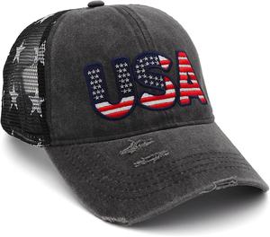 4-я патриотическая шляпа дальнобойщика-американский флаг, дизайн США, 3D вышивка и сетчатая ткань-летняя шапка унисекс - Product Image 3