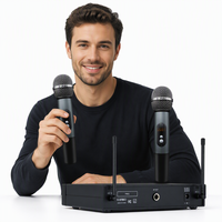 Microphones de karaoké professionnels sans fil double UHF à réduction de bruit en plastique, micros portatifs sans fil pour chant, discours et événements scéniques