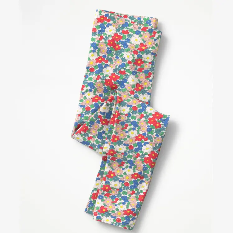 Kids cotton applique printed cartoon pants girls' floral print leggings