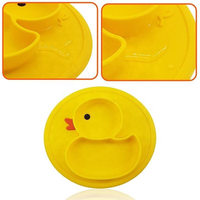 Assiette à ventouse en silicone personnalisée en forme de canard mignon pour tout-petits, assiette divisée pour l'apprentissage de la consommation d'avoine, compatible micro-ondes, antidérapante, réutilisable