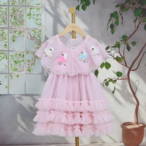 Abito con Bretelle e Sciarpa Outong Unisex per Bambine, Principessa delle Fate, Taglia Media e Piccola, con Stampa e Volant a Strati in Tulle W6053 - Product Image 1