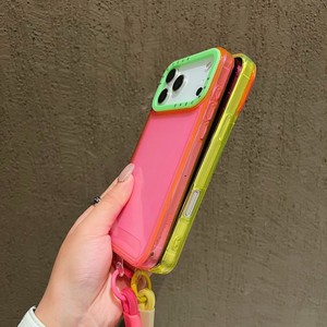 Coque de téléphone transparente aux couleurs contrastées, effet bonbon, avec sangle, pour iPhone XR XS Max 11 17 Pro Max - Product Image 3