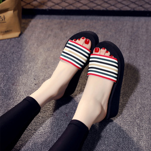 Pantuflas de Mujer para Invierno y Verano, Sexys, Abiertas, Ligeras, con Tacones Altos, Suela Gruesa, a Rayas, Estilo Coreano - Product Image 5