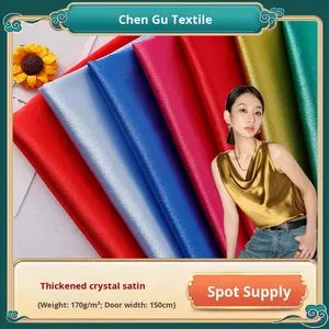 库存批发印花水晶缎雪纺美国缎面料用于婚纱汉服校服连衣裙 - Product Image 2