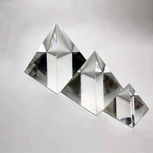 Adornos de Pirámide de Cristal Blanco con <span class=keywords><strong>Base</strong></span> Transparente, <span class=keywords><strong>Base</strong></span> Negra/Dorada, Cuatro Prismas, Diseño Pentahedral, Accesorios de Fotografía para Negocios - Product Image 3