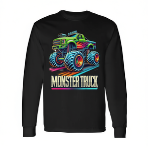 T-shirt à manches longues rétro vintage Monster Trucks pour les fêtes d'anniversaire, T-shirt promotionnel sur le thème des Monster Trucks - Product Image 2